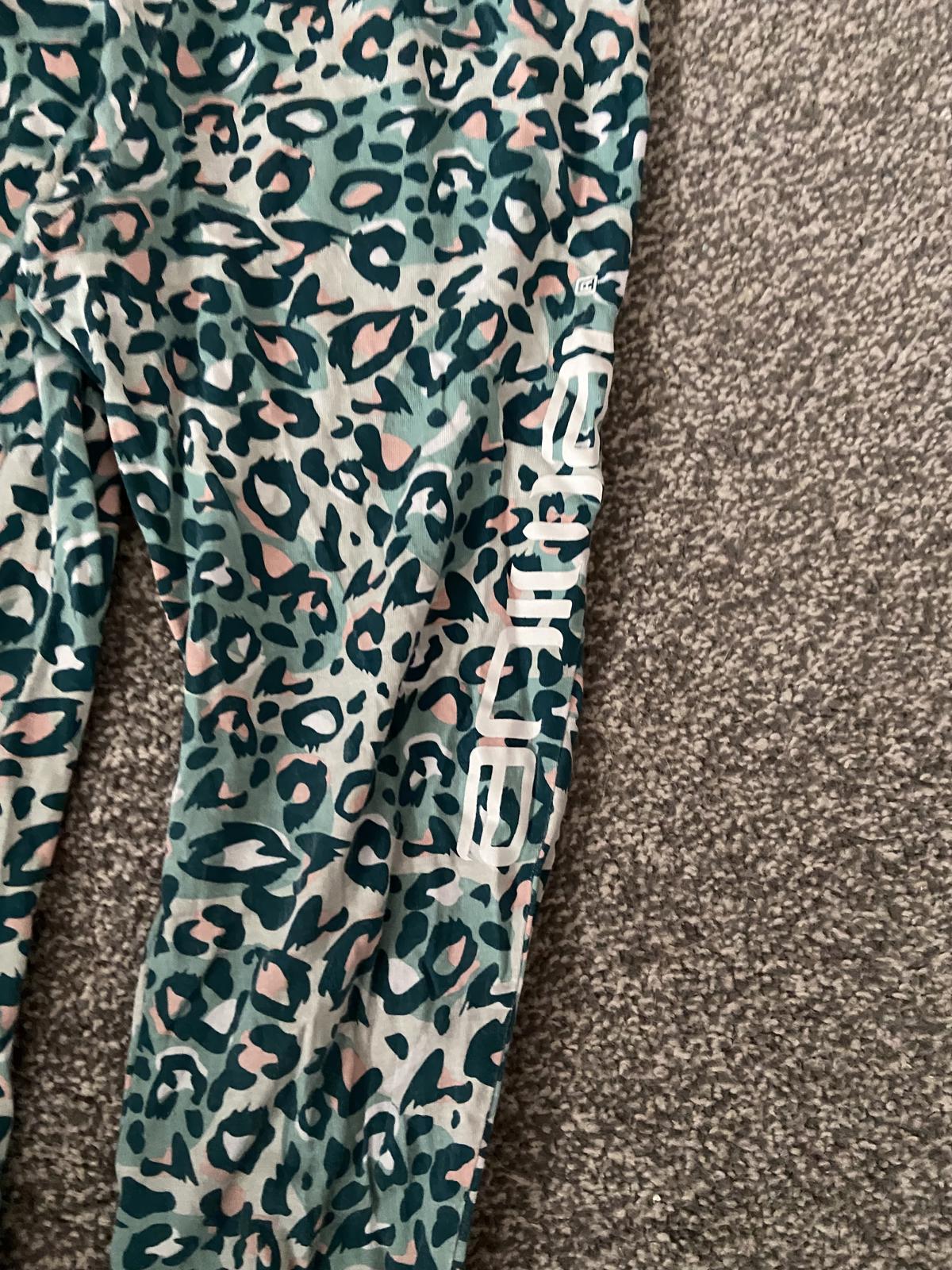 Animal Girls' Leopard Print Pyjamas Two-Piece - Turquoise, Age 11-12