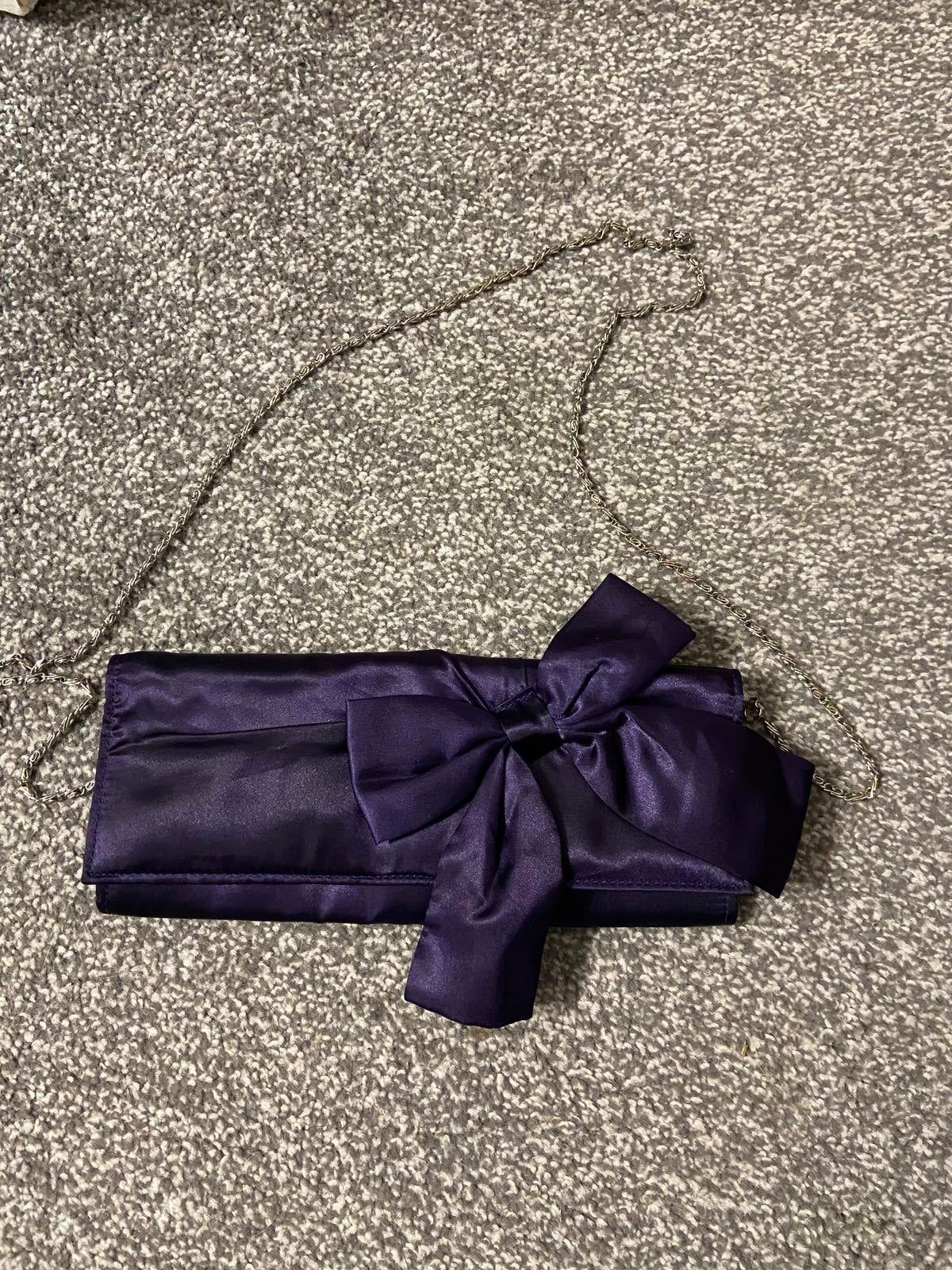 New Look Satin Bow Clutch Bag - Deep Purple 💜