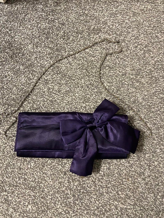 New Look Satin Bow Clutch Bag - Deep Purple 💜