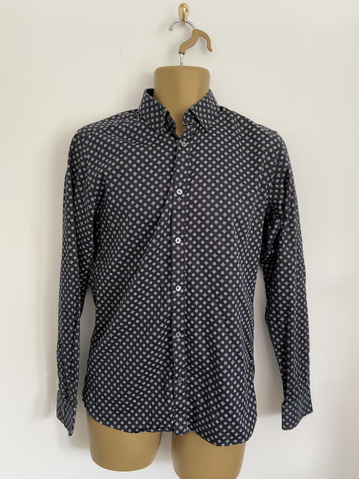 Ted Baker London Blue Geometric Print Long Sleeve Shirt - Size 2