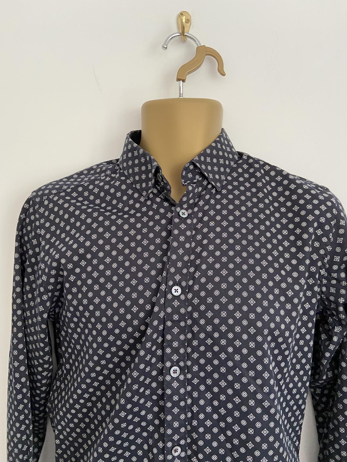 Ted Baker London Blue Geometric Print Long Sleeve Shirt - Size 2