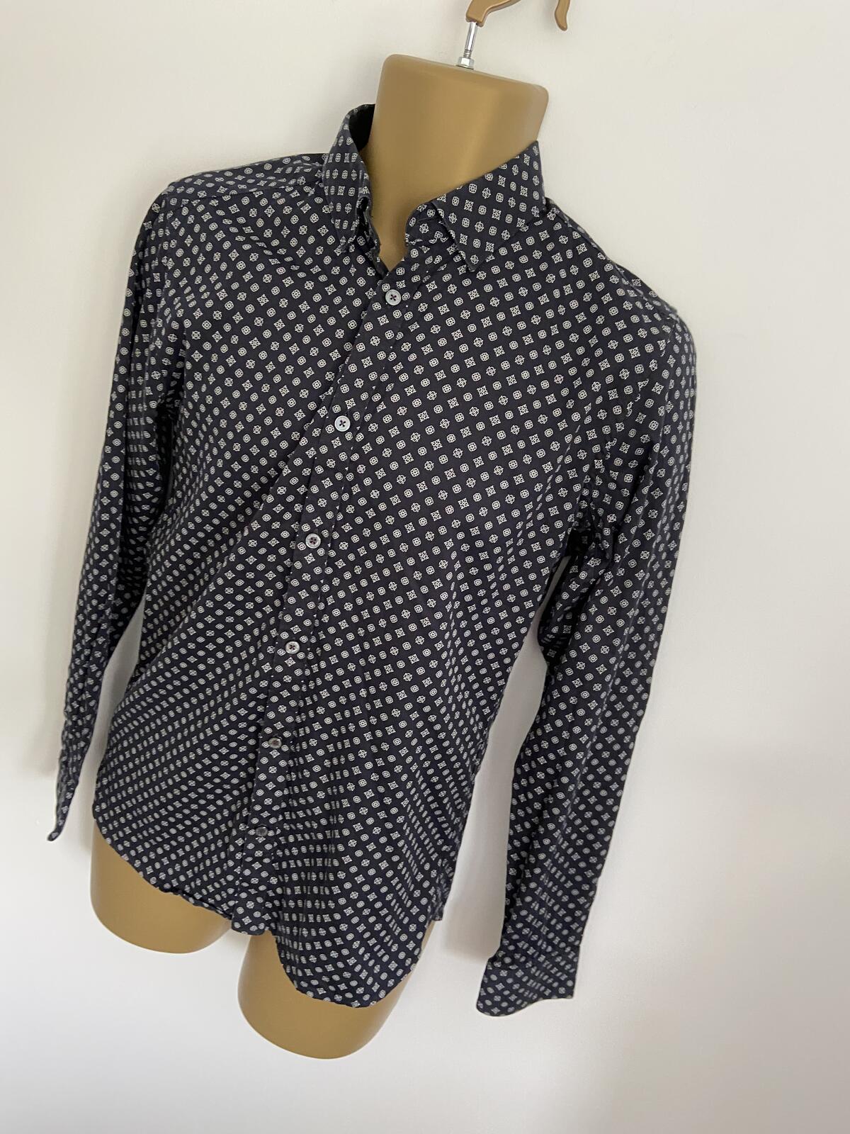 Ted Baker London Blue Geometric Print Long Sleeve Shirt - Size 2