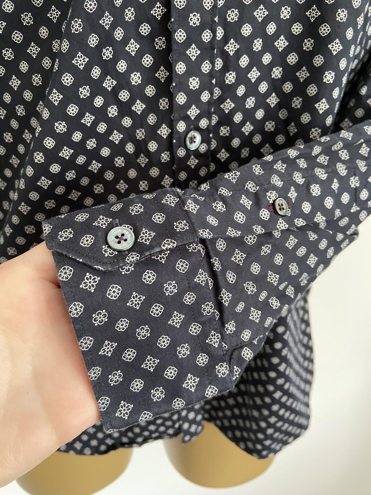 Ted Baker London Blue Geometric Print Long Sleeve Shirt - Size 2