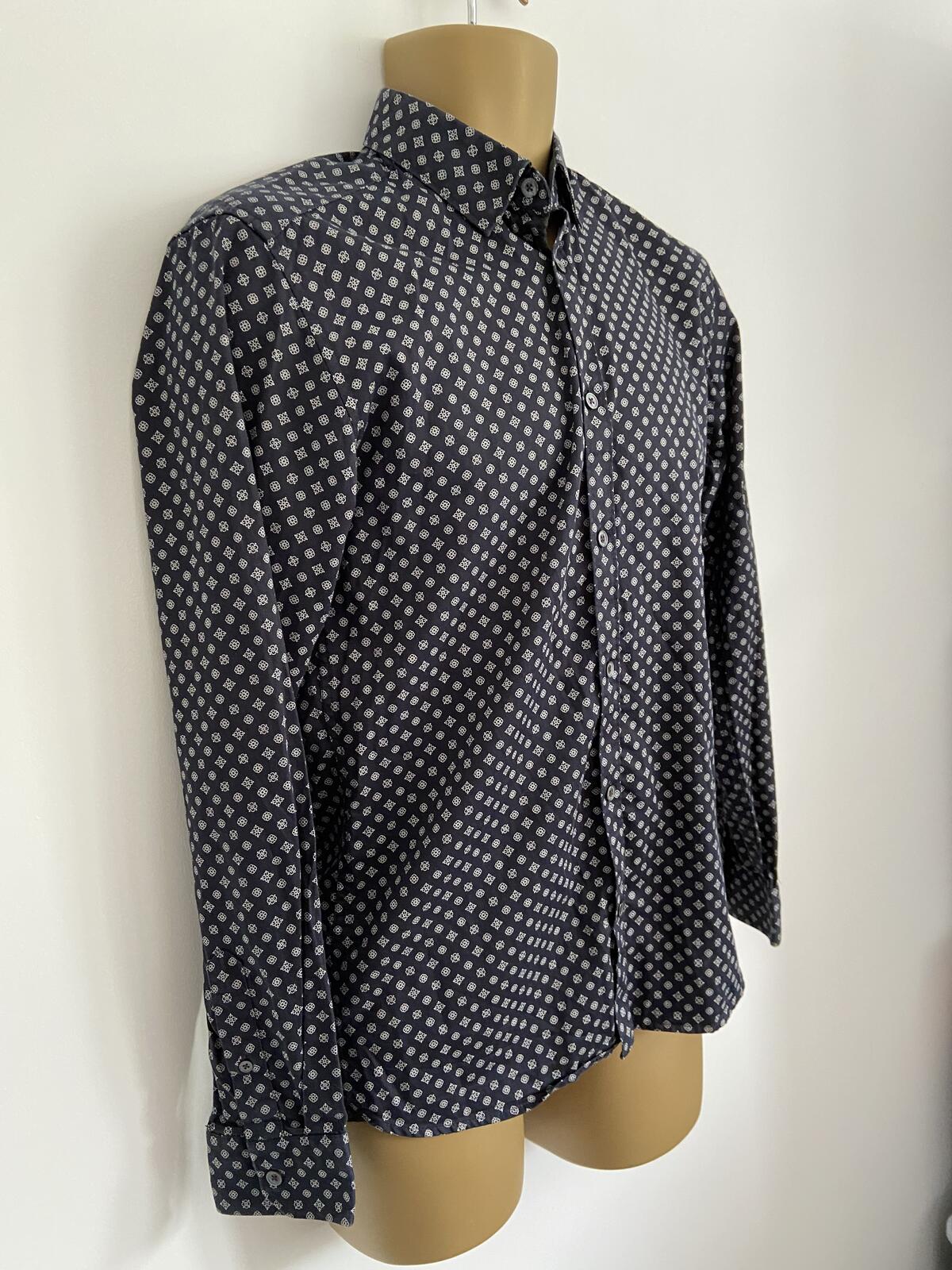 Ted Baker London Blue Geometric Print Long Sleeve Shirt - Size 2
