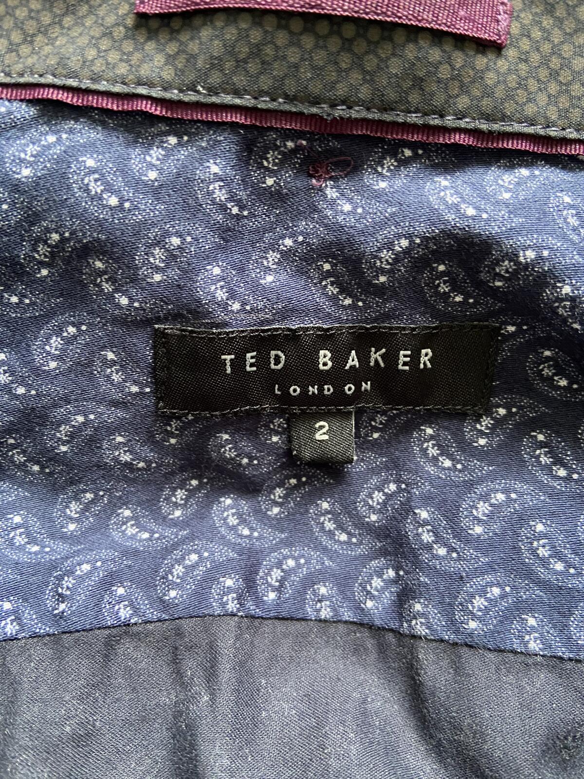Ted Baker London Blue Geometric Print Long Sleeve Shirt - Size 2
