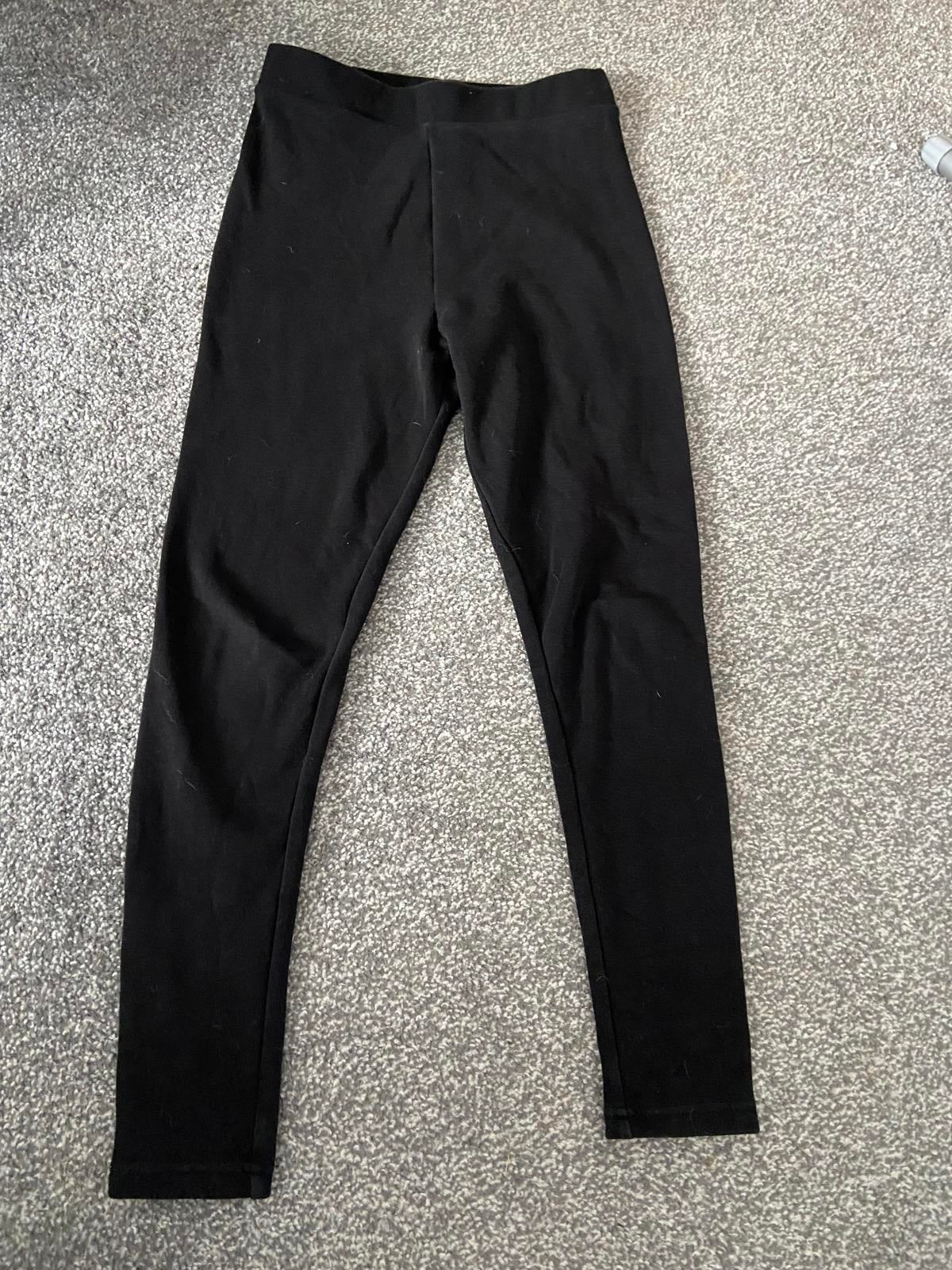Primark Girls' Black Leggings - Comfortable Cotton Blend, Age 10-11
