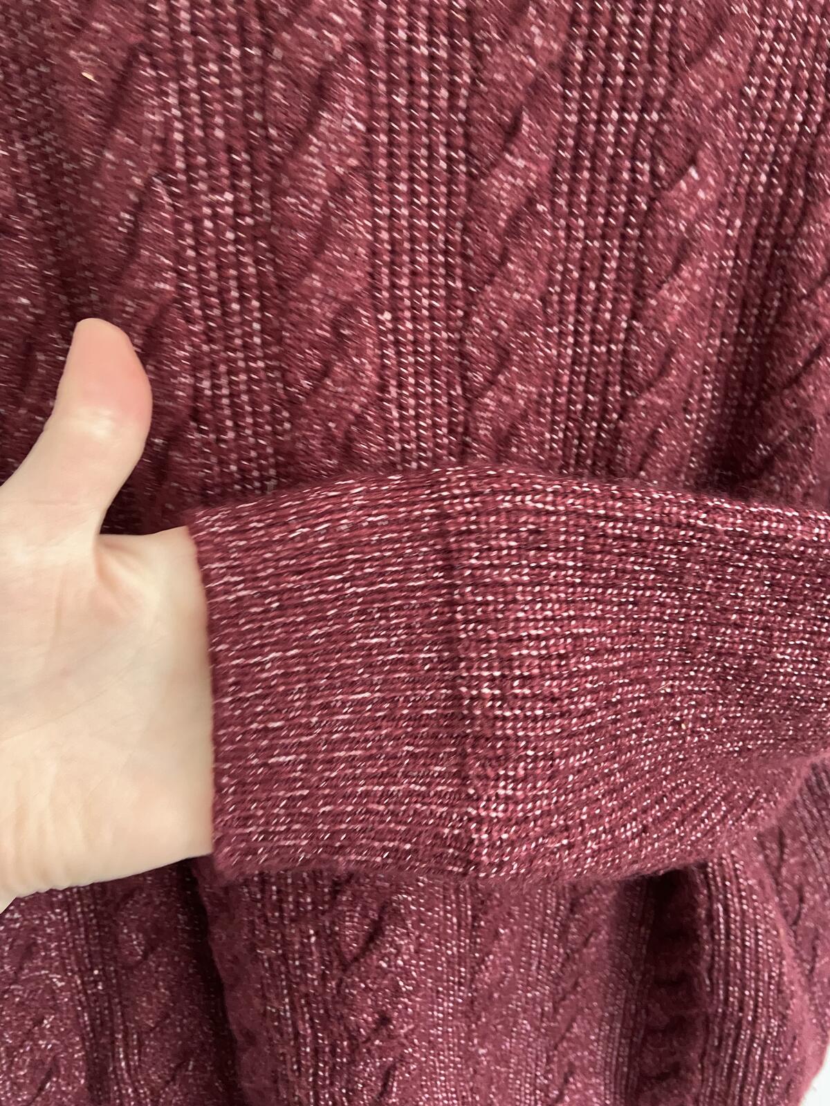 M&S Men's Red Cable Knit Crew Neck Jumper - Size 2XL
