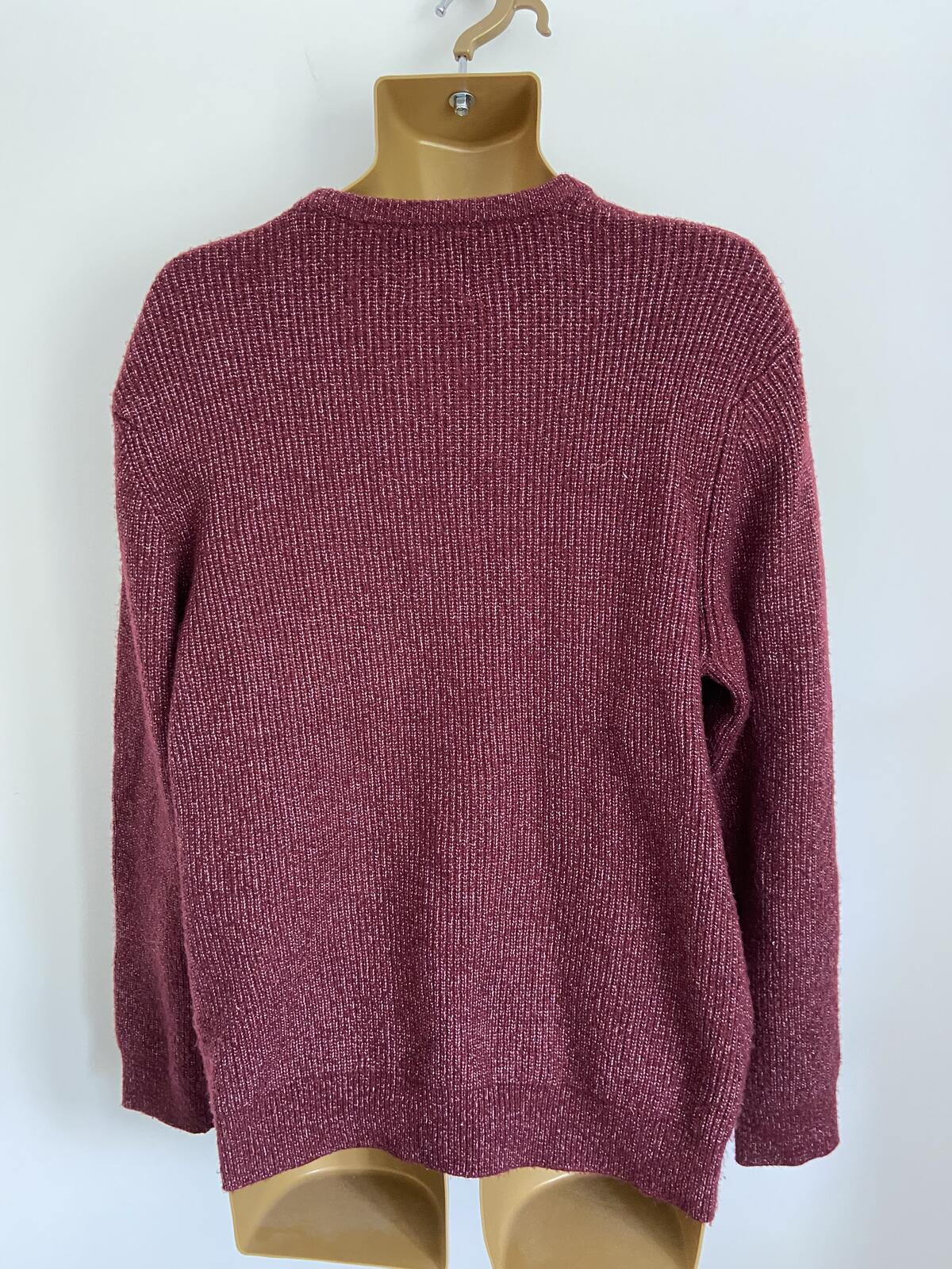 M&S Men's Red Cable Knit Crew Neck Jumper - Size 2XL