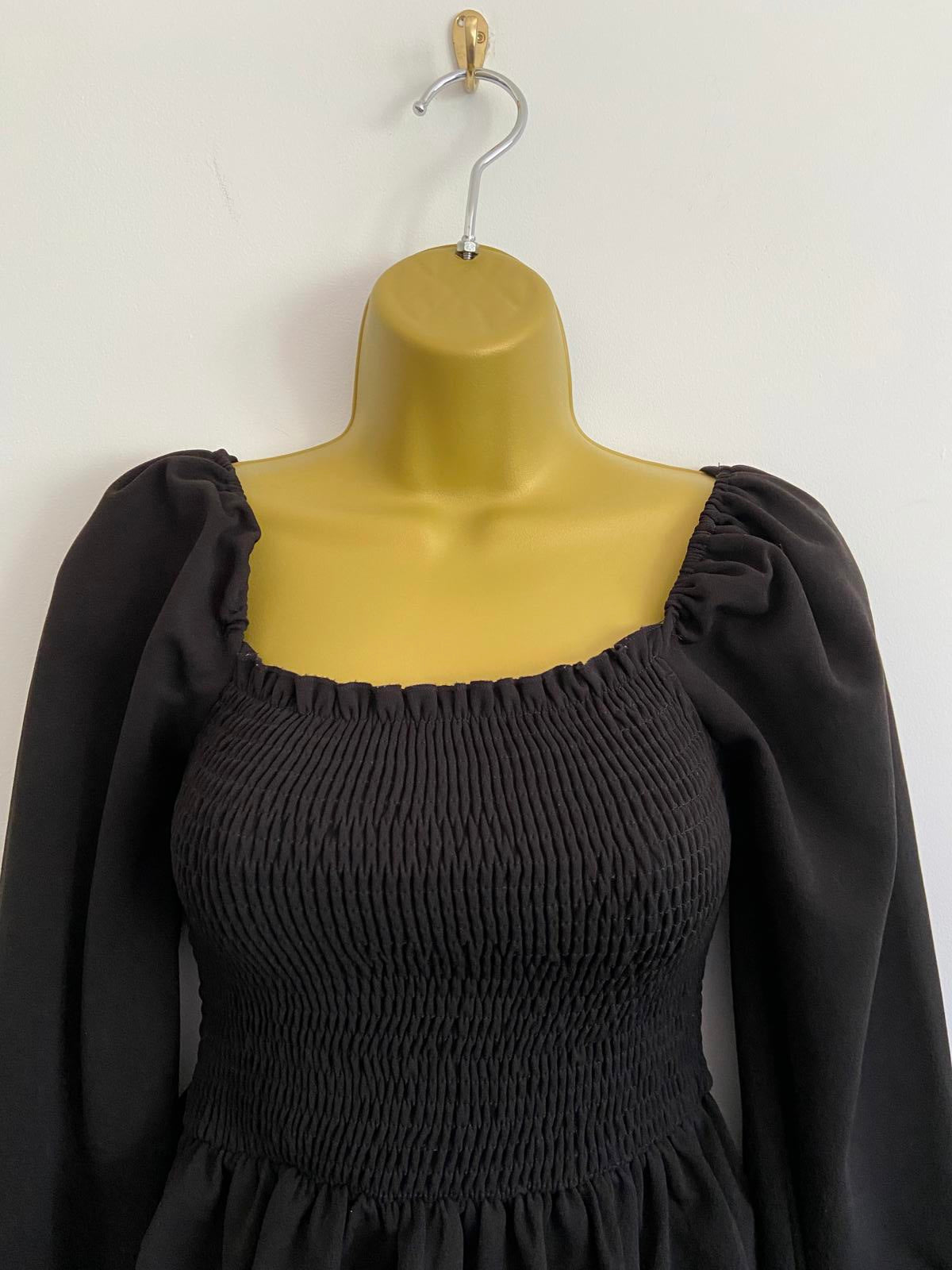 New Look Black Off-the-Shoulder Floaty Top - Sleeves, Size 6