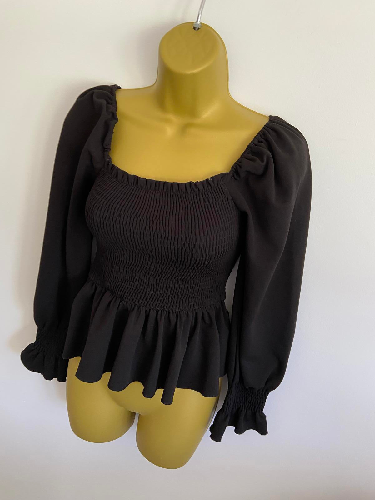 New Look Black Off-the-Shoulder Floaty Top - Sleeves, Size 6