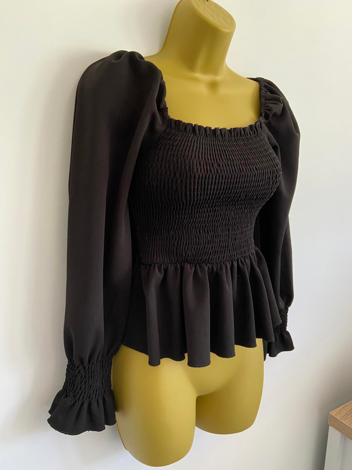 New Look Black Off-the-Shoulder Floaty Top - Sleeves, Size 6
