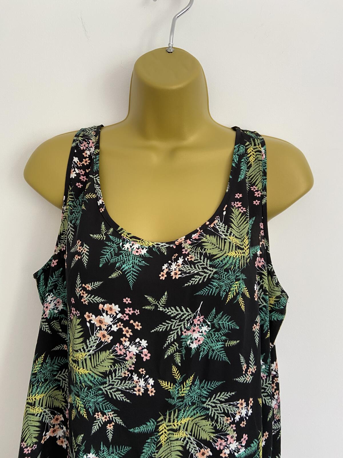 Atmosphere Black Floral Sleeveless Blouse - Size 16