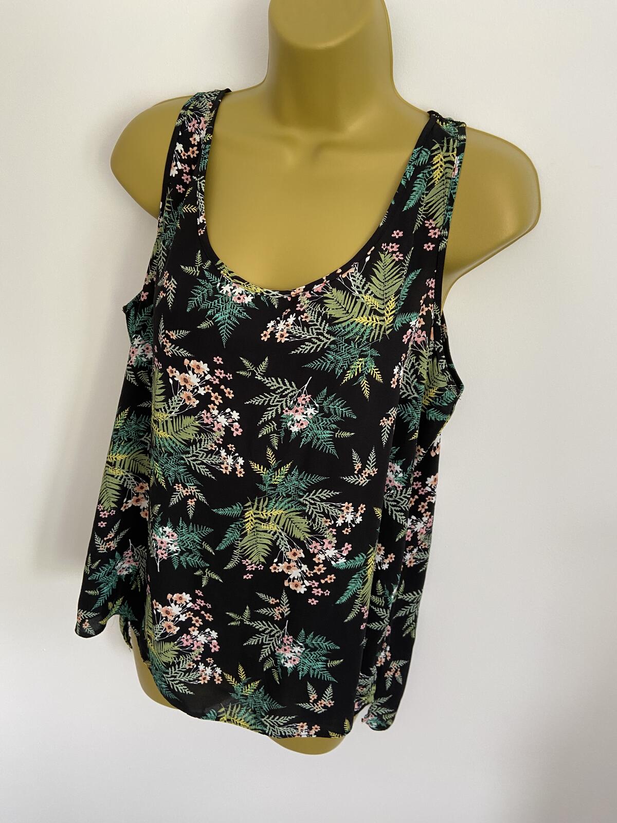 Atmosphere Black Floral Sleeveless Blouse - Size 16