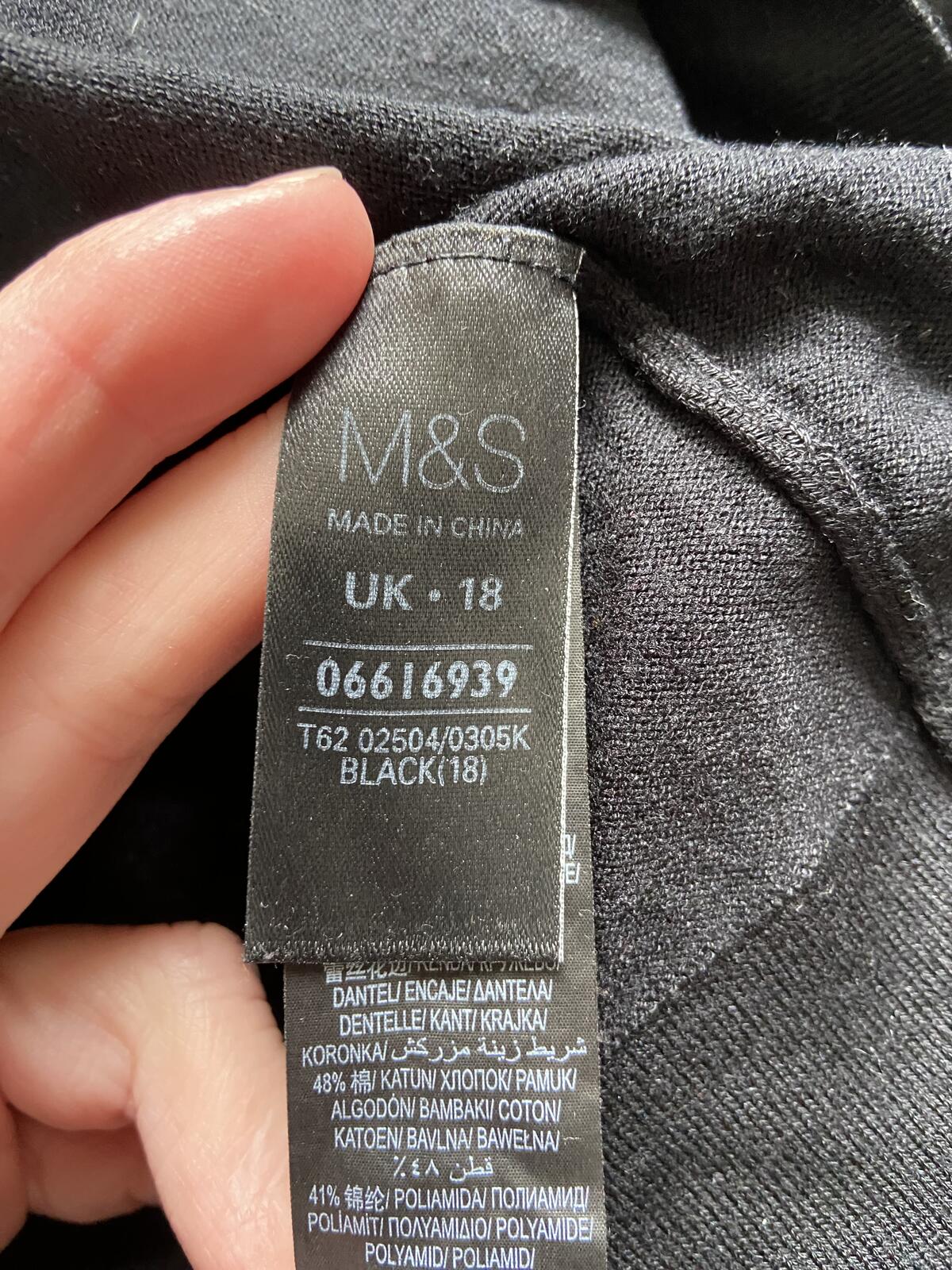 Per Una M&S Black Lightweight Modal Sweater Lace Shoulders - Size 18