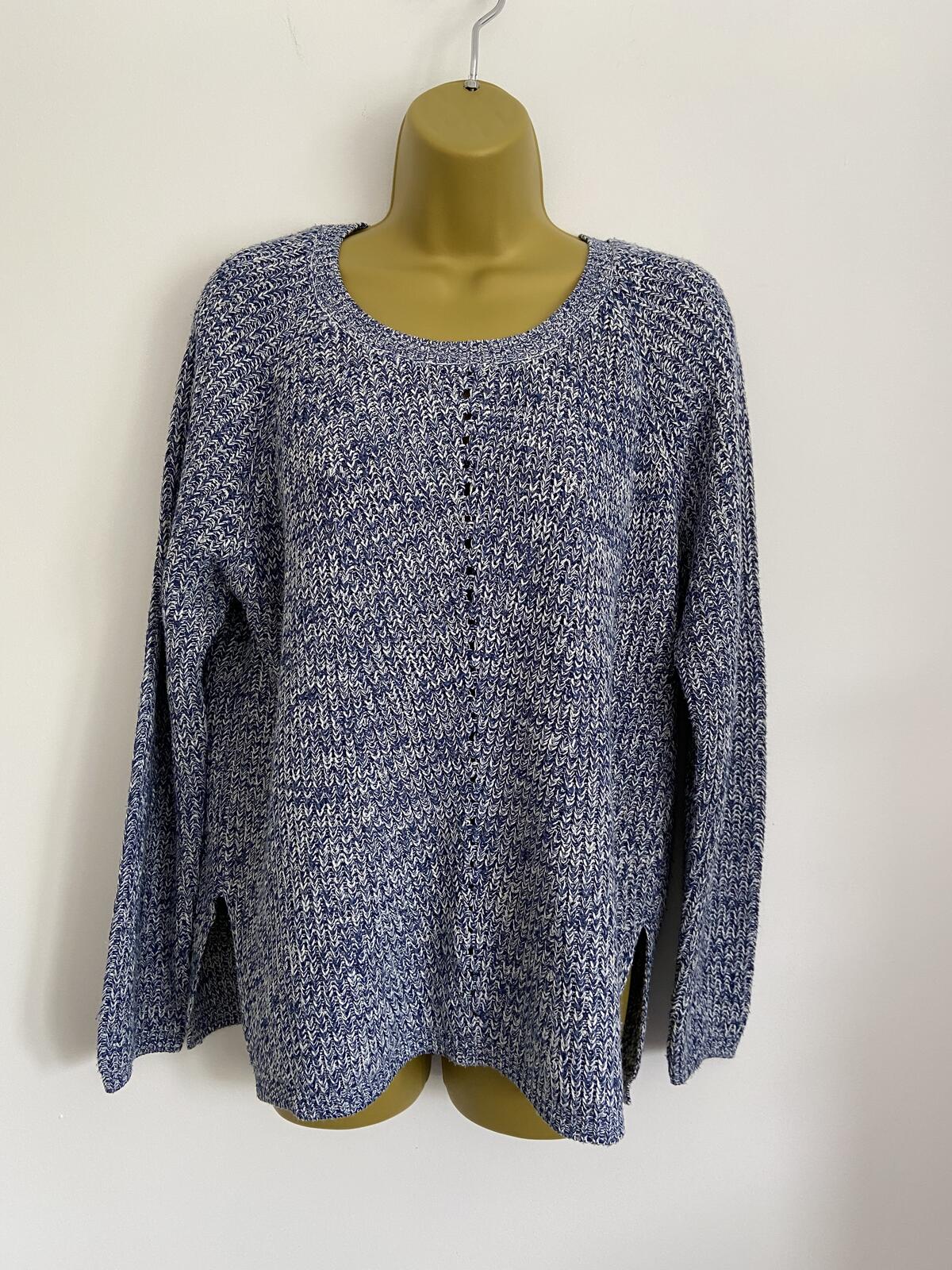 F&F Blue and White Chunky Knit Jumper - Size 16
