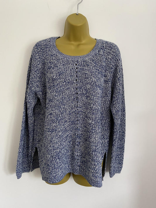 F&F Blue and White Chunky Knit Jumper - Size 16