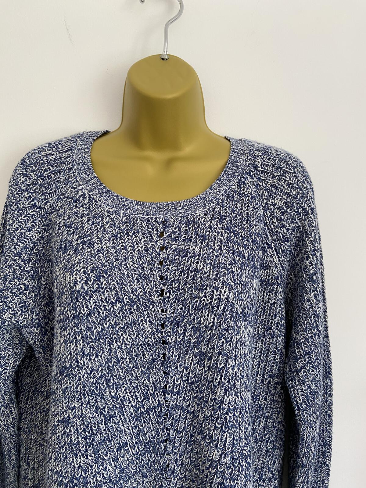 F&F Blue and White Chunky Knit Jumper - Size 16