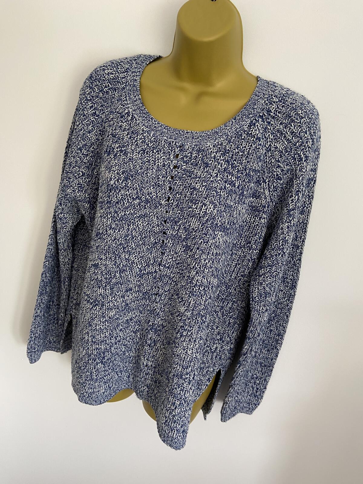 F&F Blue and White Chunky Knit Jumper - Size 16