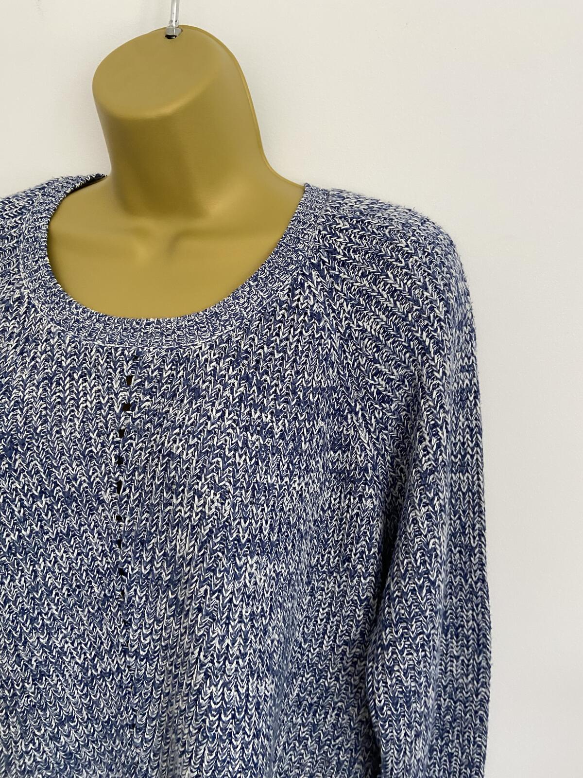 F&F Blue and White Chunky Knit Jumper - Size 16