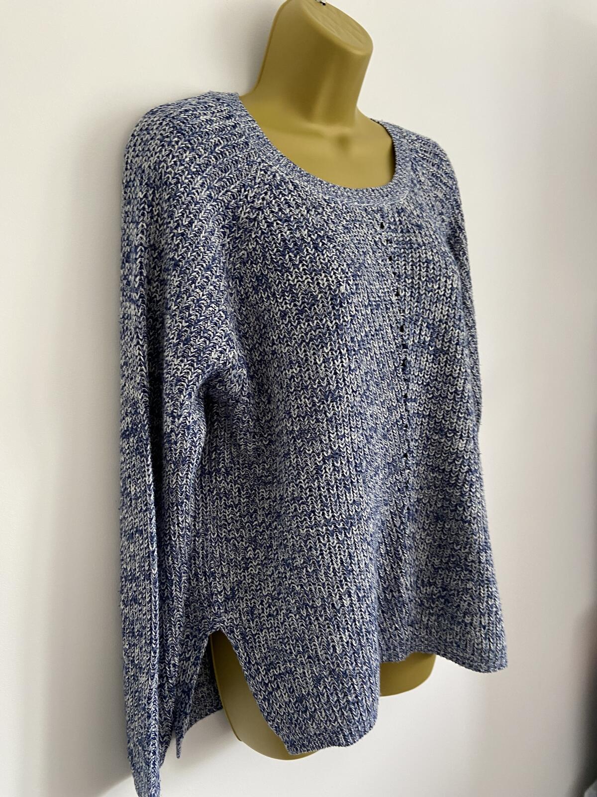 F&F Blue and White Chunky Knit Jumper - Size 16