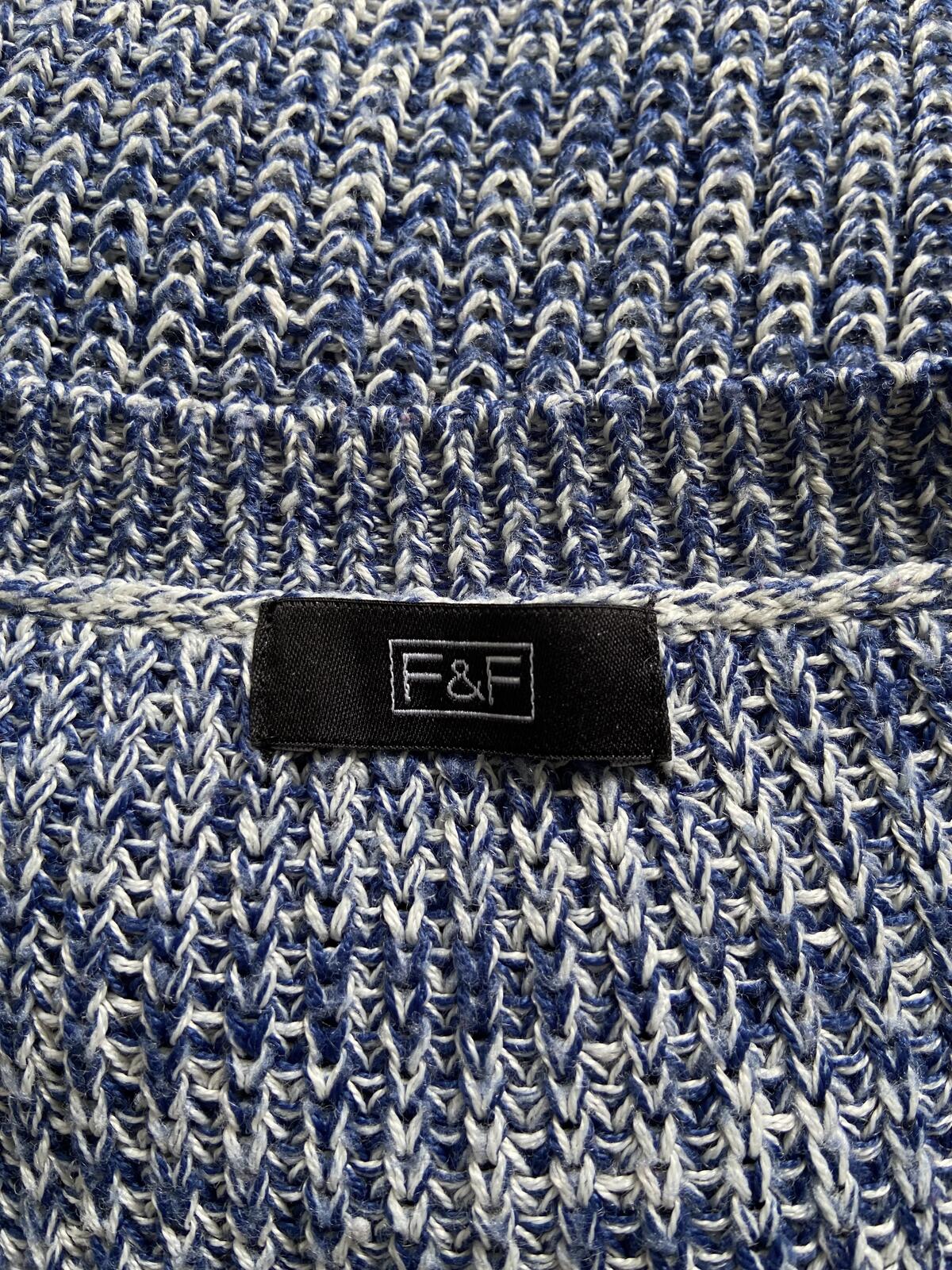F&F Blue and White Chunky Knit Jumper - Size 16