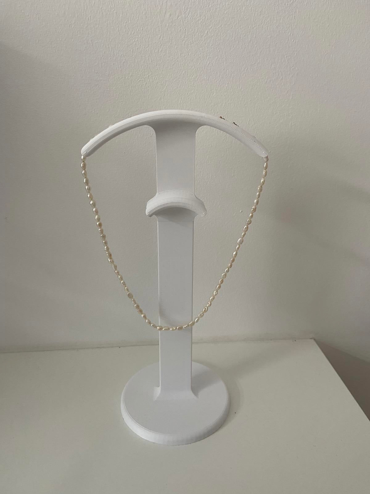 Tiny Faux Pearl Stone Necklace - Gold Coloured Clasp, 40cm Length