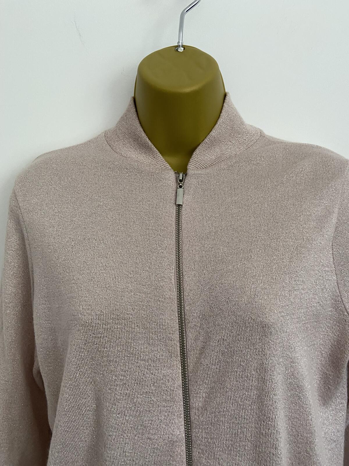 Atmosphere Pink Metallic Zip-Up Lightweight Jumper - Size 10