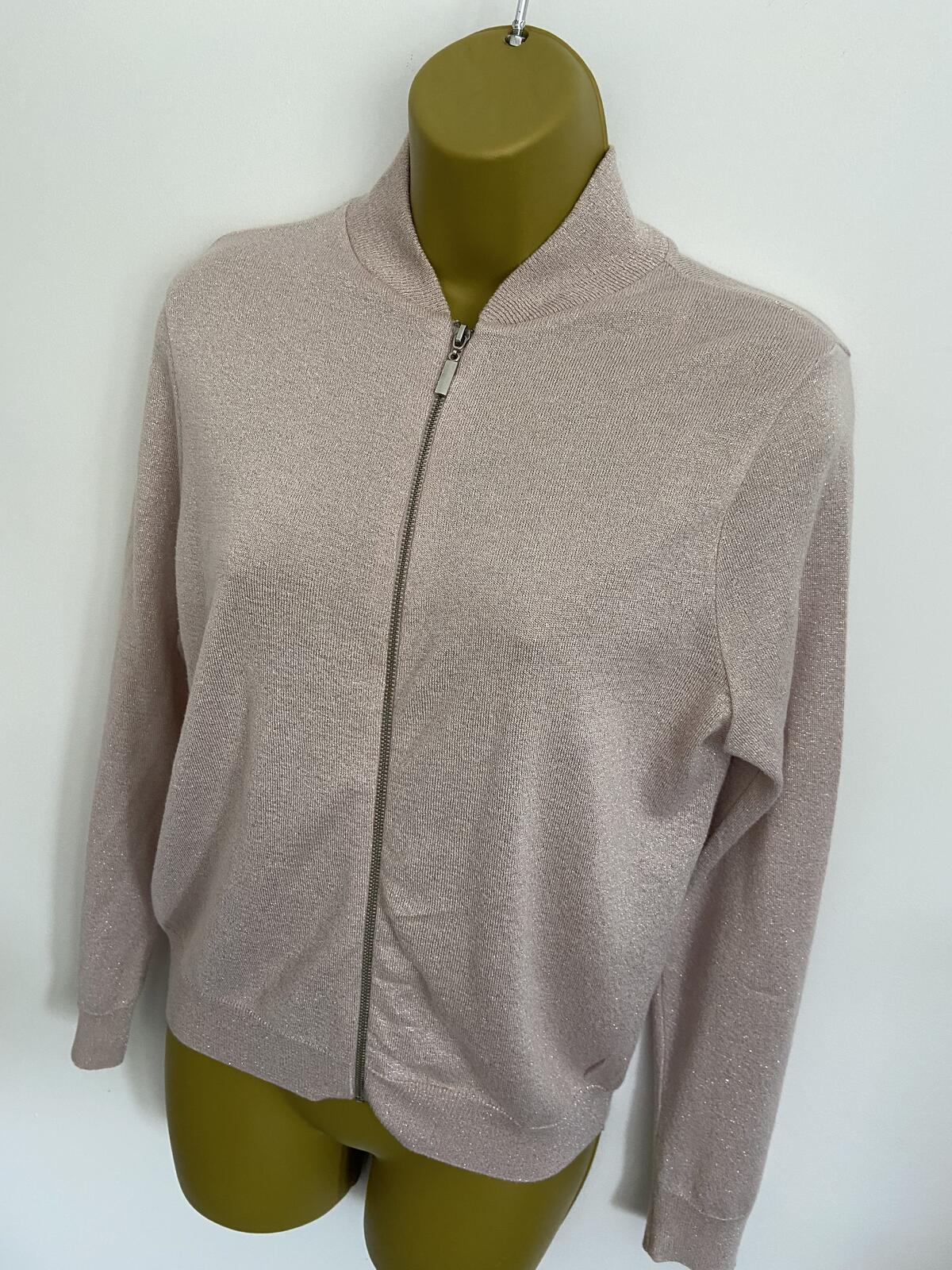 Atmosphere Pink Metallic Zip-Up Lightweight Jumper - Size 10