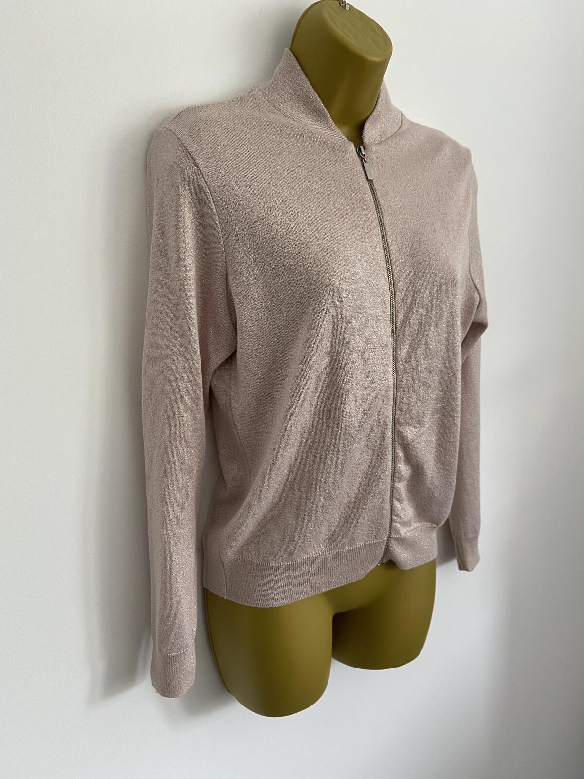 Atmosphere Pink Metallic Zip-Up Lightweight Jumper - Size 10