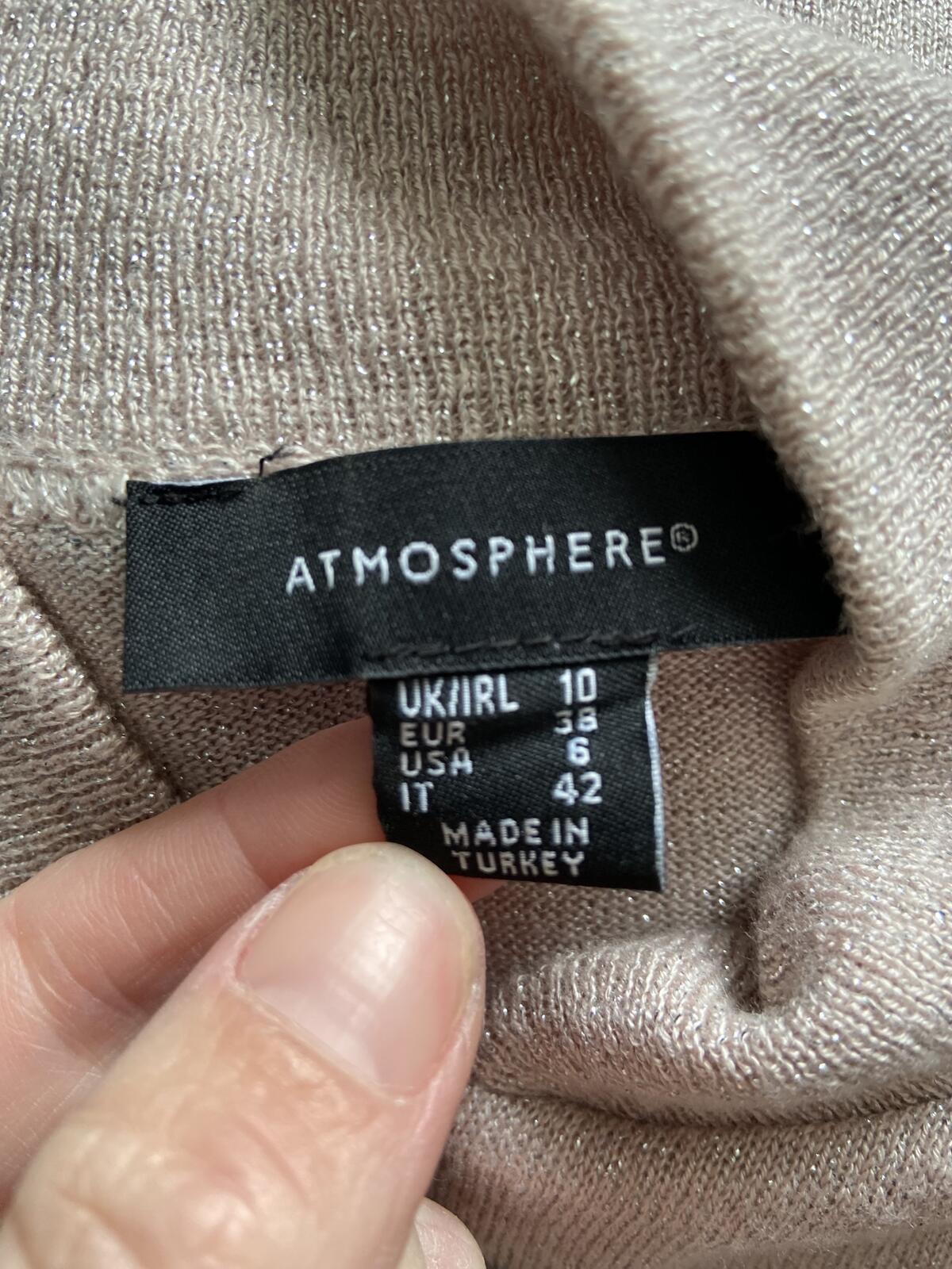 Atmosphere Pink Metallic Zip-Up Lightweight Jumper - Size 10