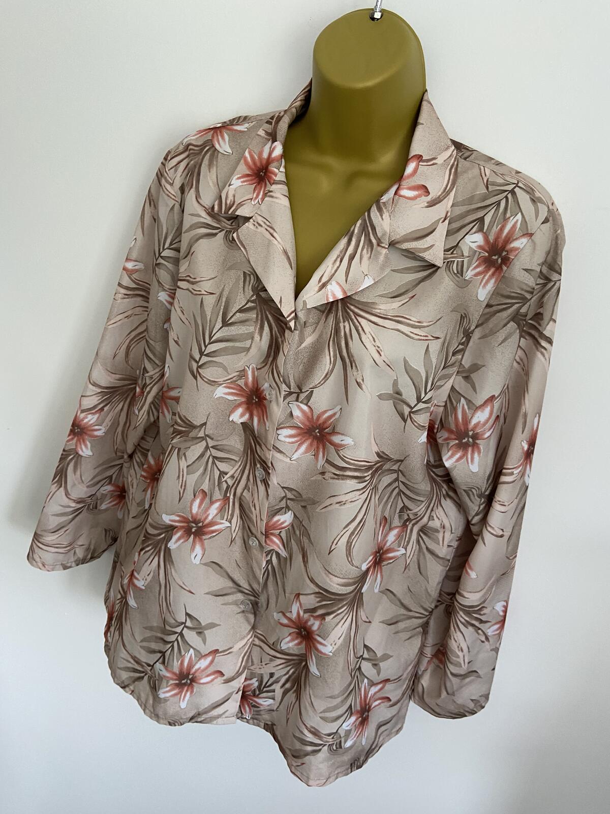 Daxon Gold Floral Long Sleeve Button-Down Shirt - Size 12