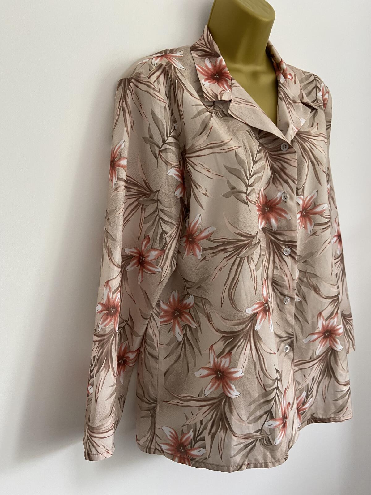 Daxon Gold Floral Long Sleeve Button-Down Shirt - Size 12