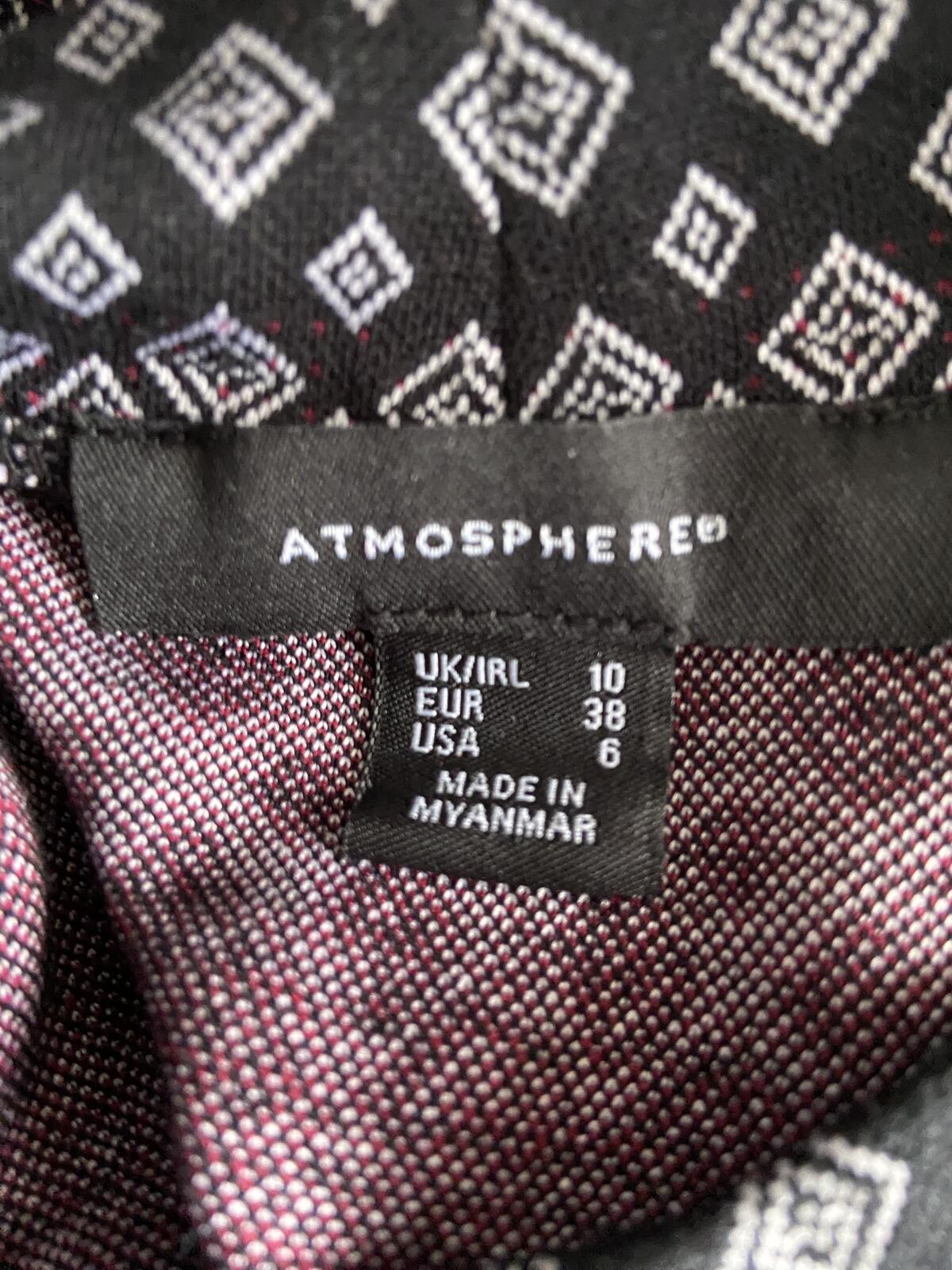 Atmosphere Black and Purple Geometric High Neck Midi Dress - Size 10