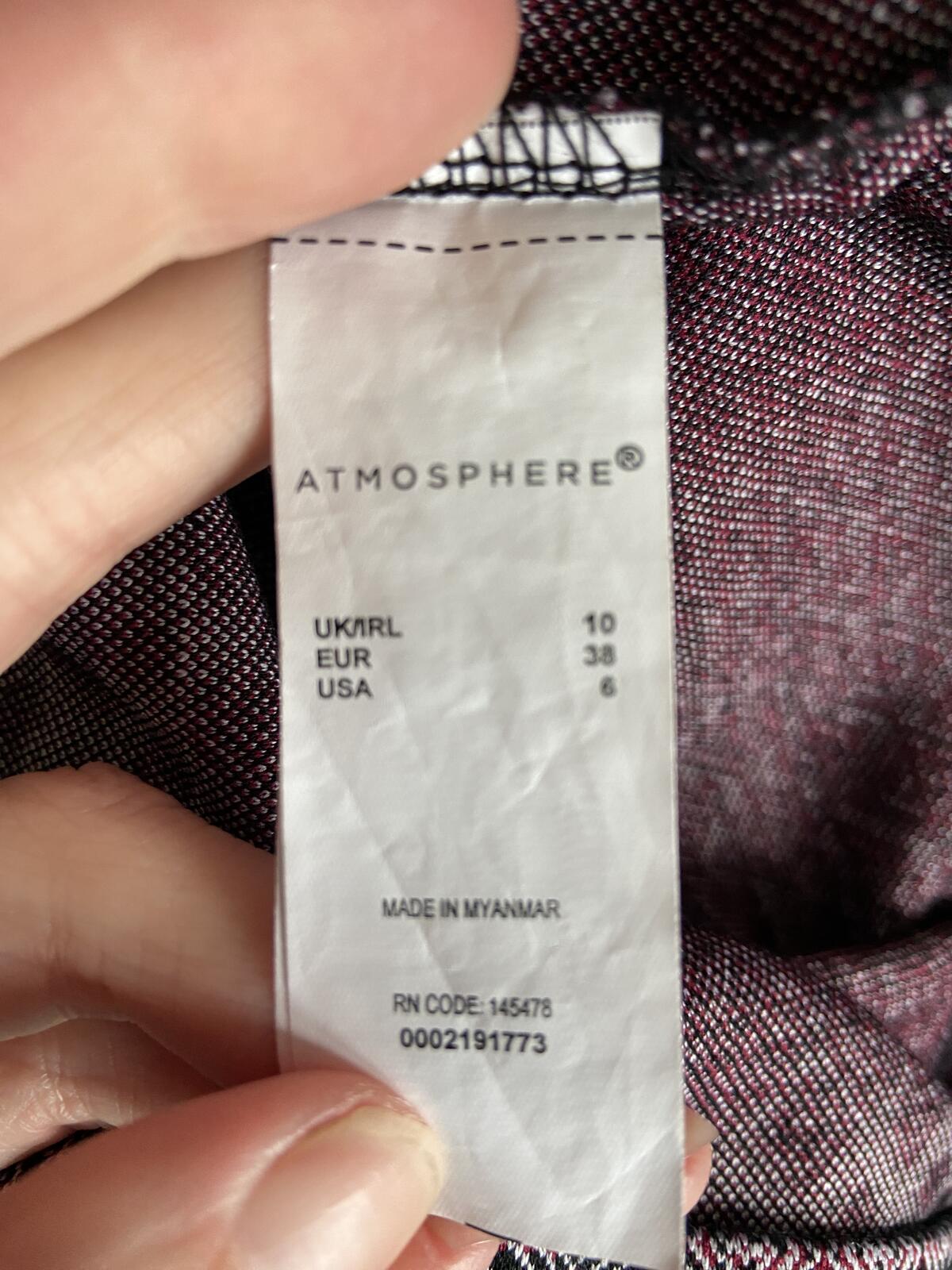Atmosphere Black and Purple Geometric High Neck Midi Dress - Size 10