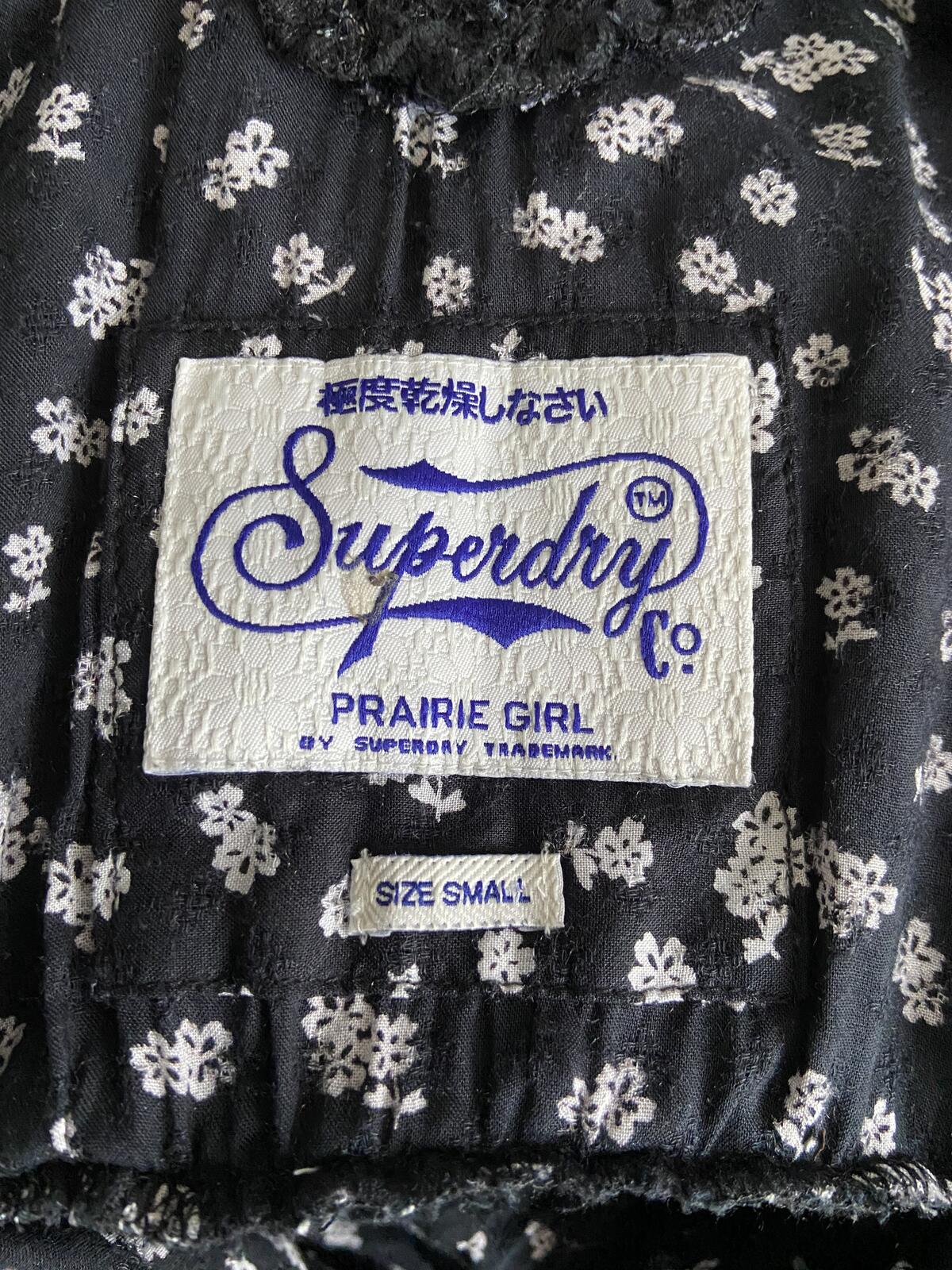 Superdry Black Floral Lace Detail Mini Dress - Size S