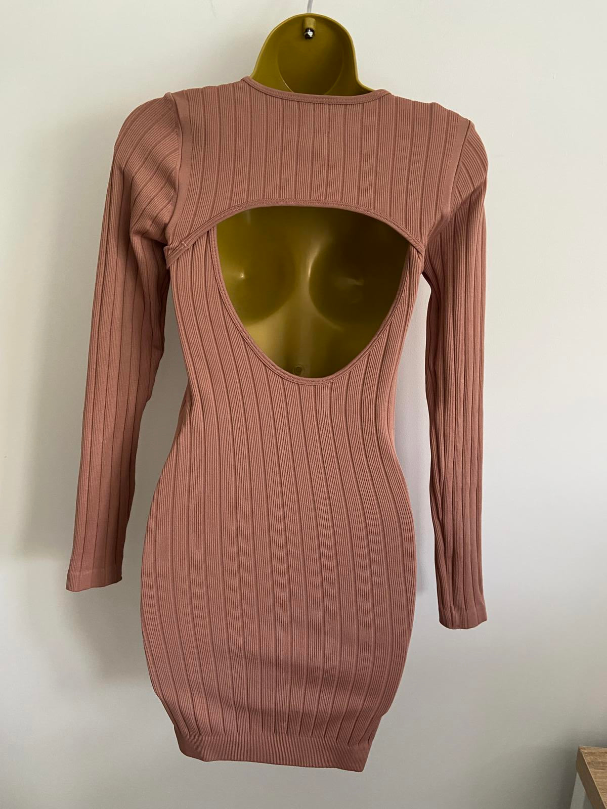PrettyLittleThing (PLT) Ribbed Cut-Out Mini Dress -  Bodycon, Size XS