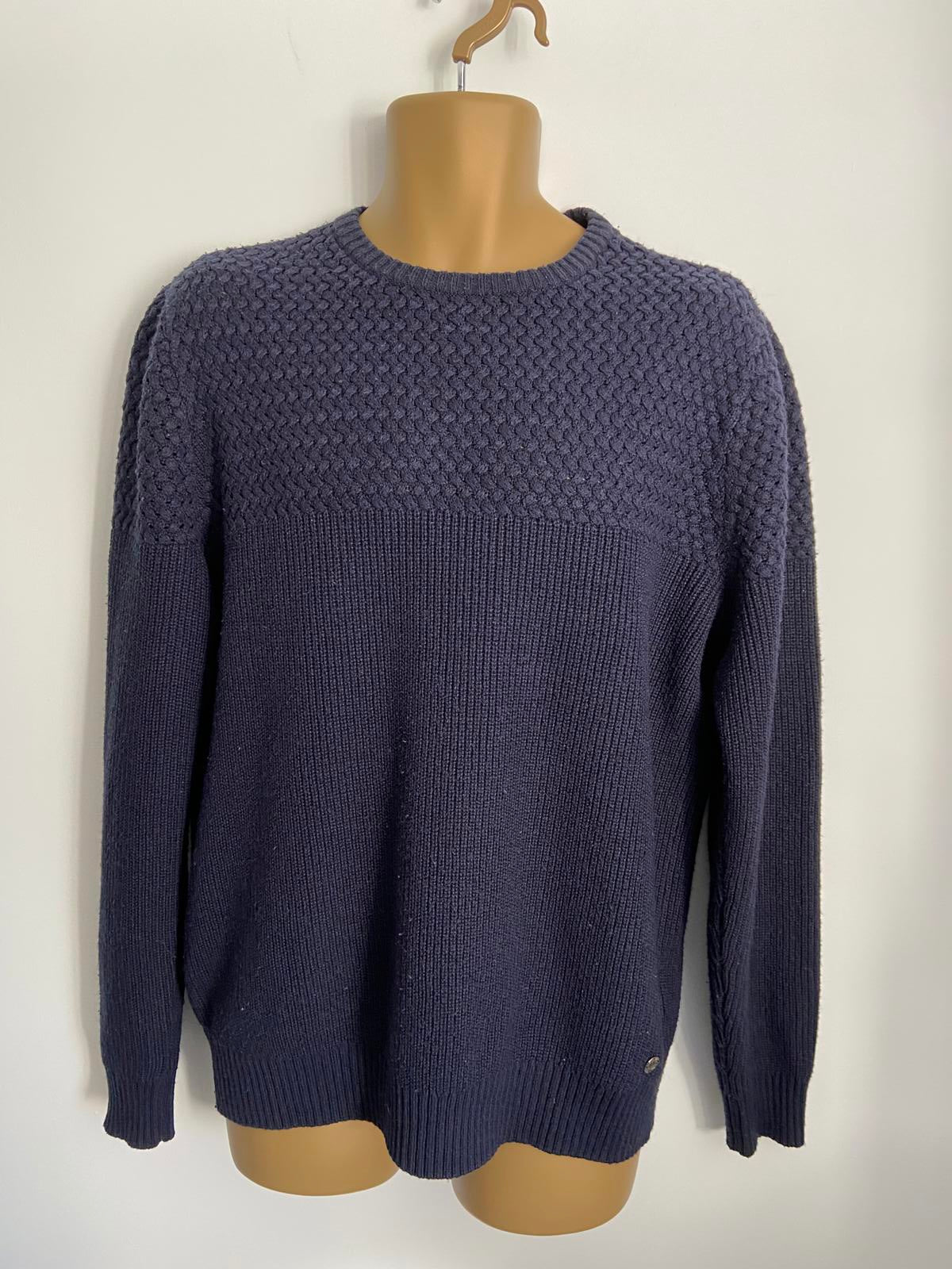 George Size Large Navy Blue Textured Knit Jumper Casual Outfitters Wool Blend