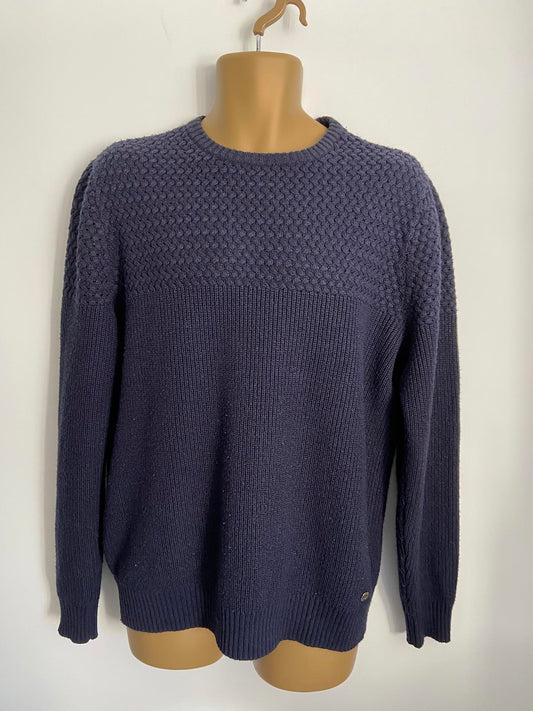 George Size Large Navy Blue Textured Knit Jumper Casual Outfitters Wool Blend