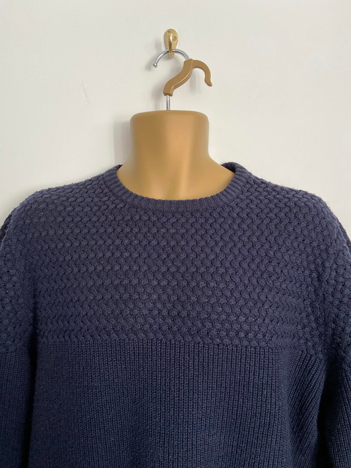George Size Large Navy Blue Textured Knit Jumper Casual Outfitters Wool Blend