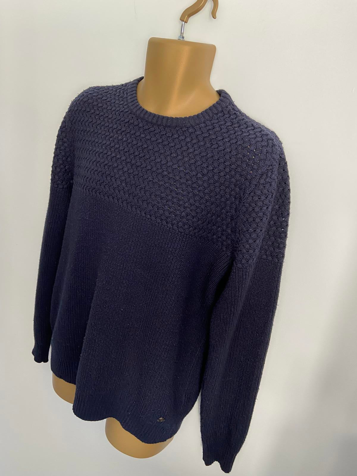 George Size Large Navy Blue Textured Knit Jumper Casual Outfitters Wool Blend