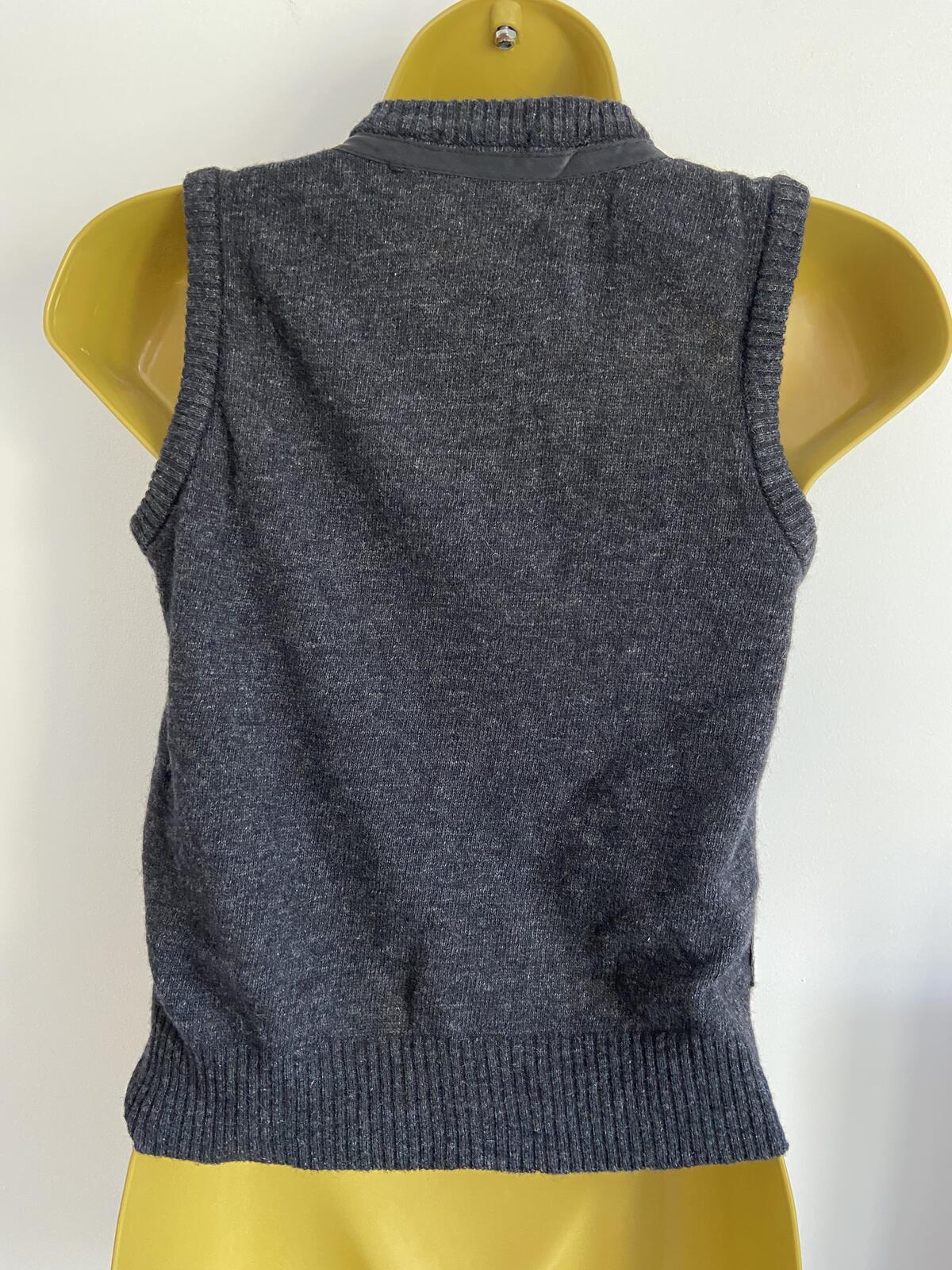 H&M Grey Lambswool Blend Ribbon Trimmed Knit Waistcoat - Size 6
