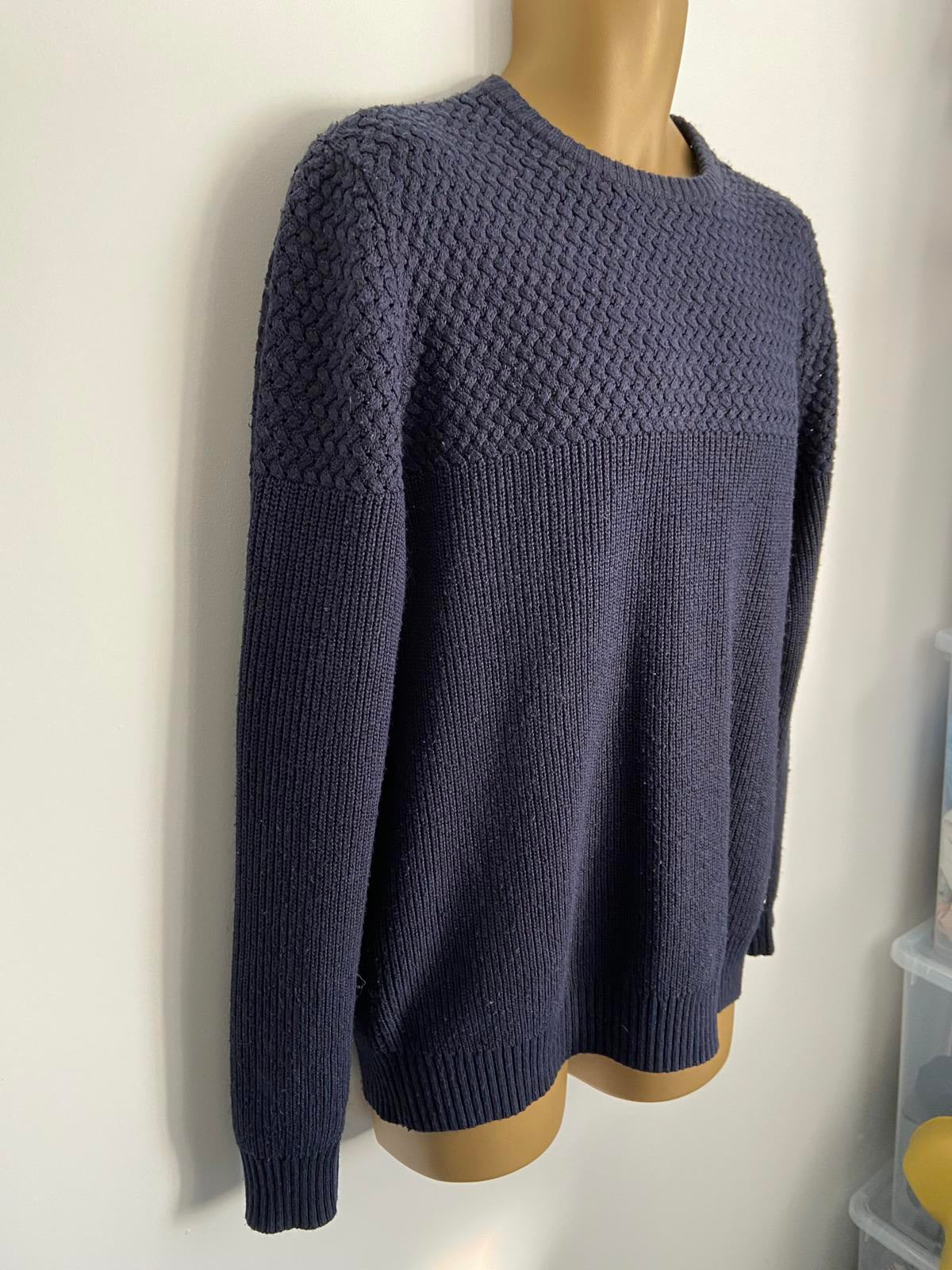 George Size Large Navy Blue Textured Knit Jumper Casual Outfitters Wool Blend