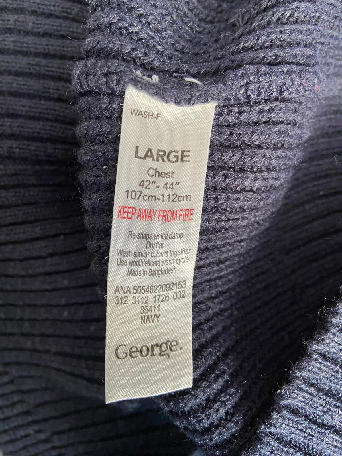 George Size Large Navy Blue Textured Knit Jumper Casual Outfitters Wool Blend