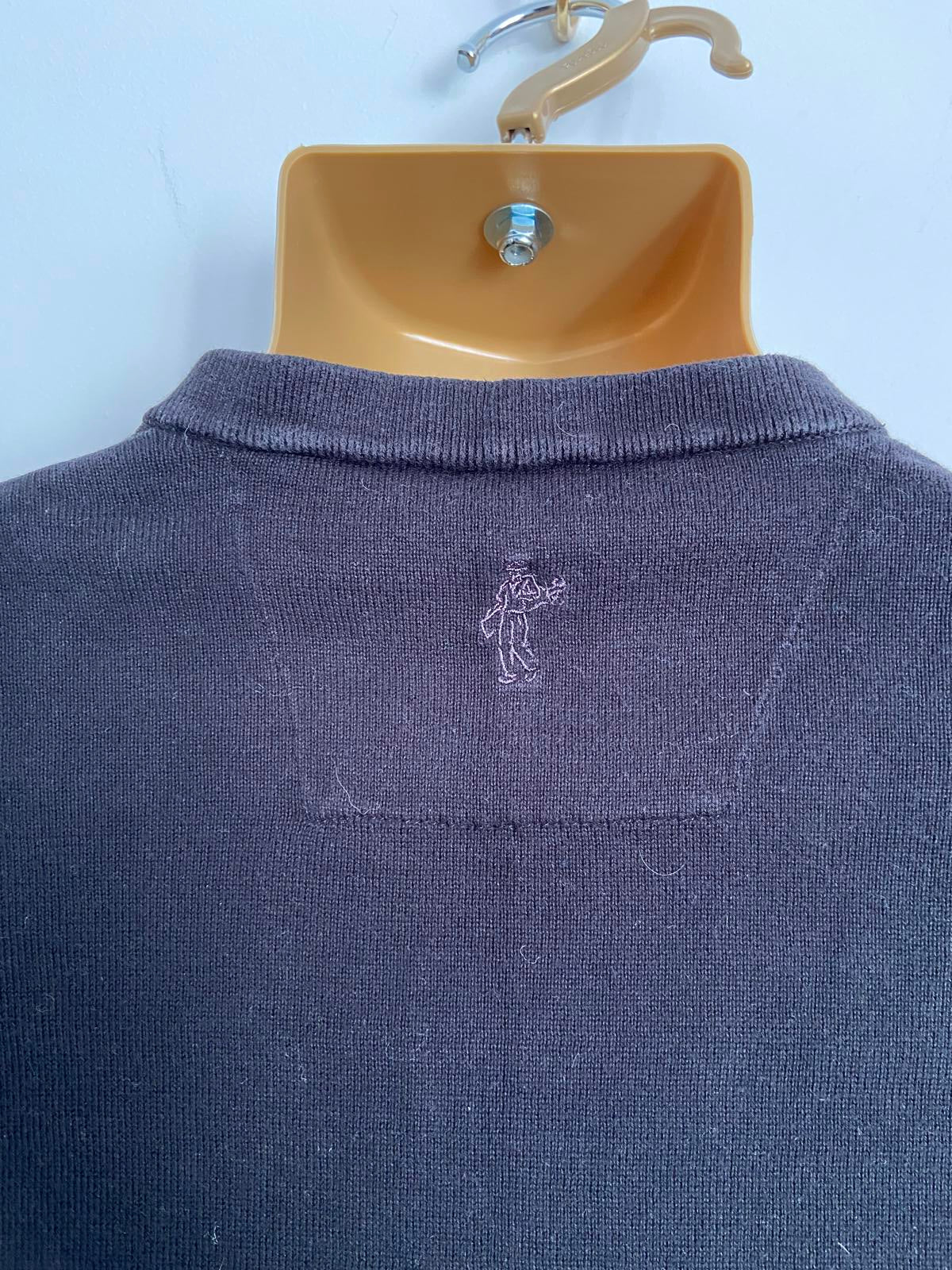 Ashworth Size Medium Black 100% Cotton V-Neck Golf Jumper Diamond Argyle Print