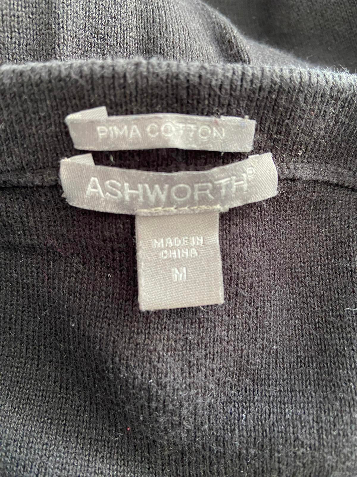 Ashworth Size Medium Black 100% Cotton V-Neck Golf Jumper Diamond Argyle Print