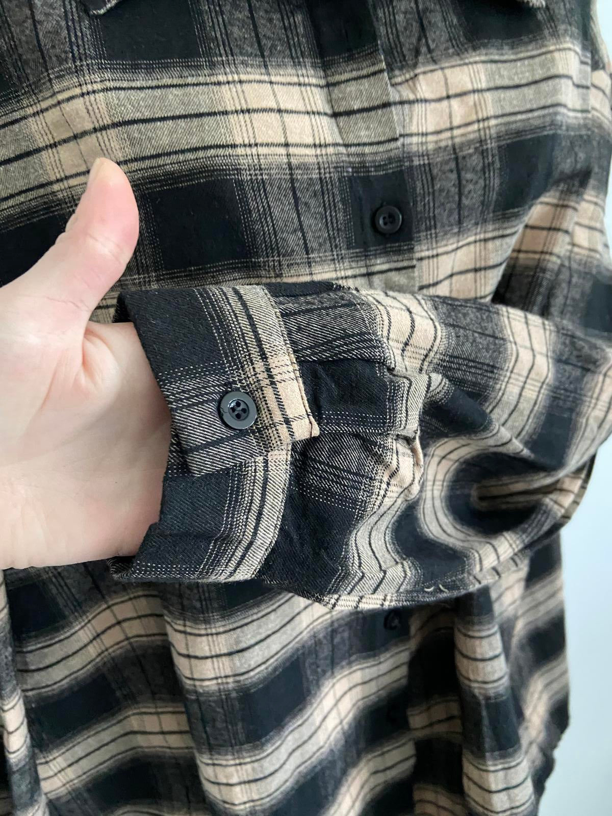 SHEIN Plaid Flannel Shirt - Black & Tan, Oversized Fit, Size XL