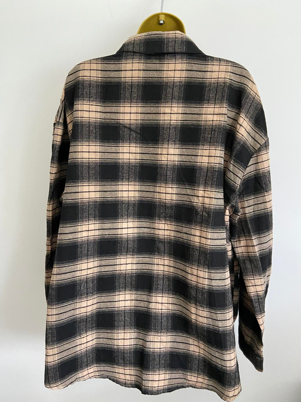 SHEIN Plaid Flannel Shirt - Black & Tan, Oversized Fit, Size XL