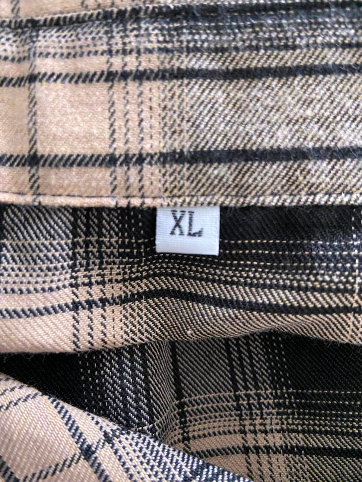 SHEIN Plaid Flannel Shirt - Black & Tan, Oversized Fit, Size XL