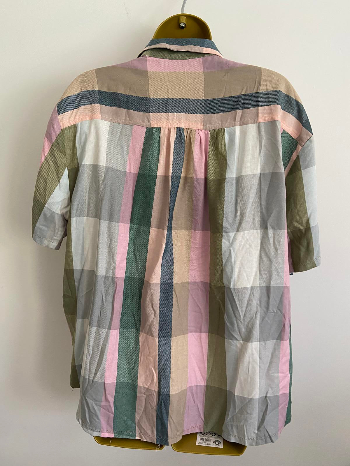 Unbranded Short Sleeve Plaid Shirt - Pink, Green & Grey Mix, M (12)