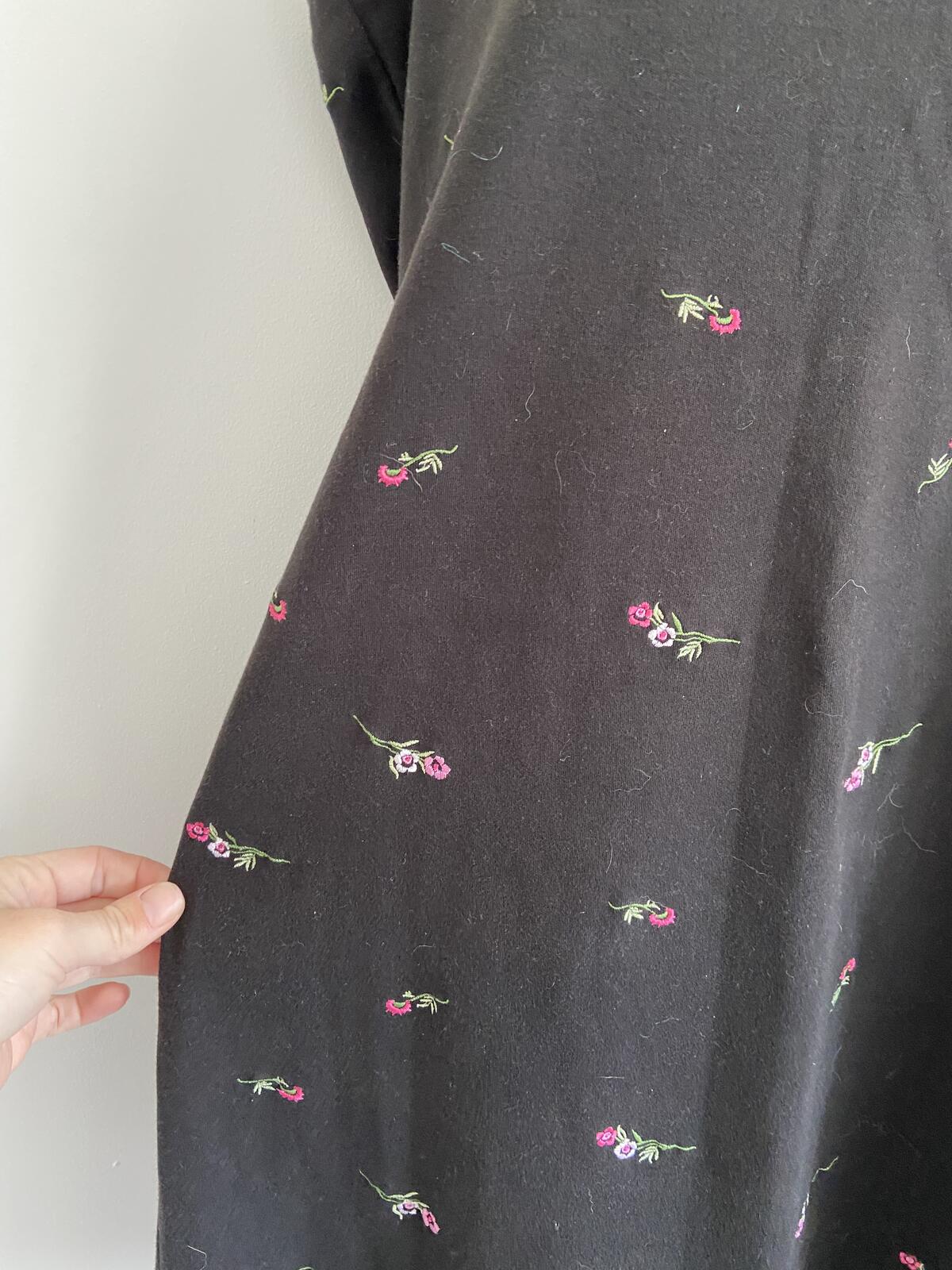 The Beach Club Black Floral Embroidered Cotton Cami Summer Dress - Size 18